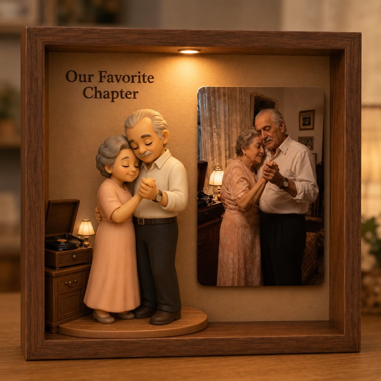 AI-generated sample design of an older couple dancing together