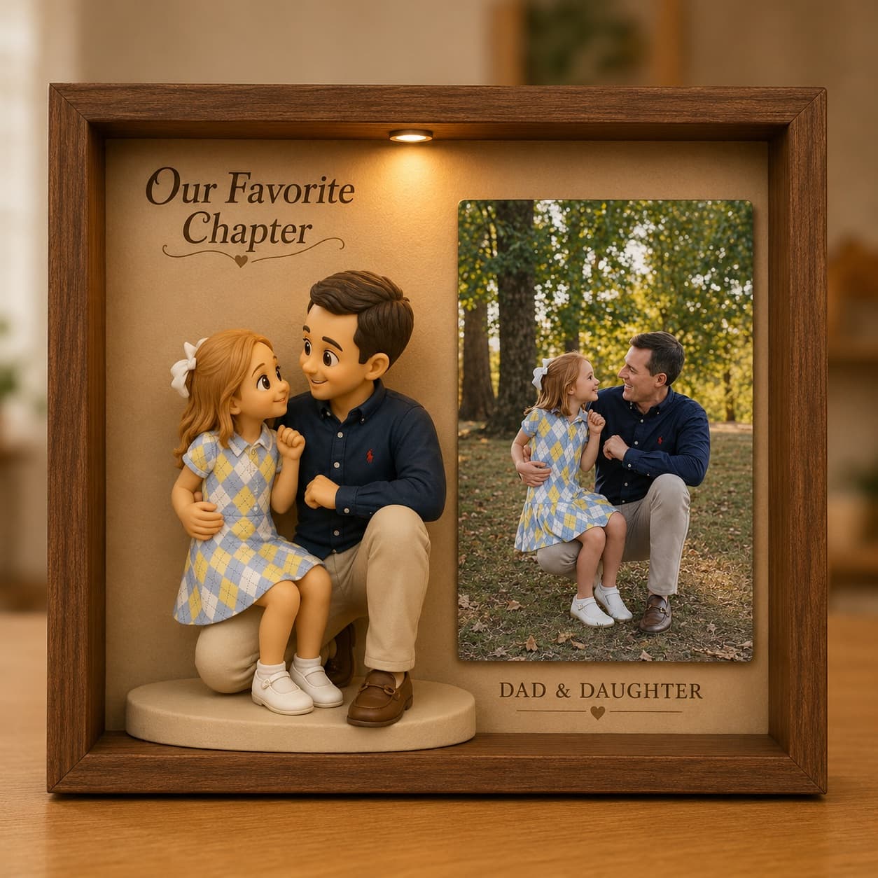 AI-generated sample design of a father and daughter outdoors