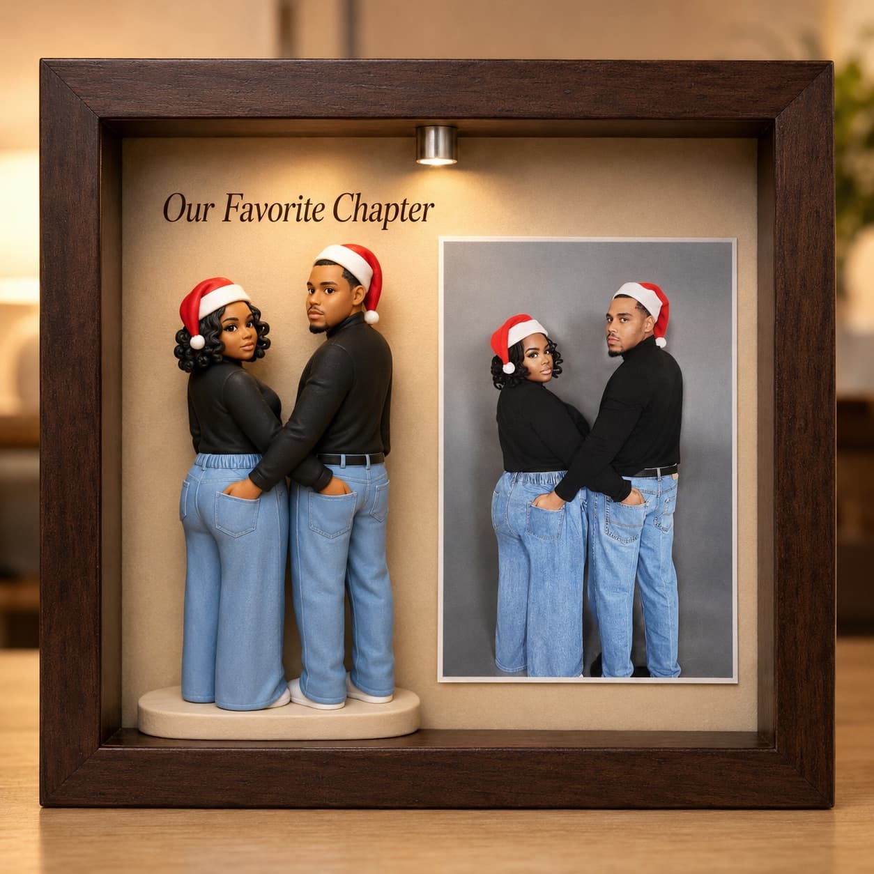 AI-generated sample design of a playful holiday couple portrait