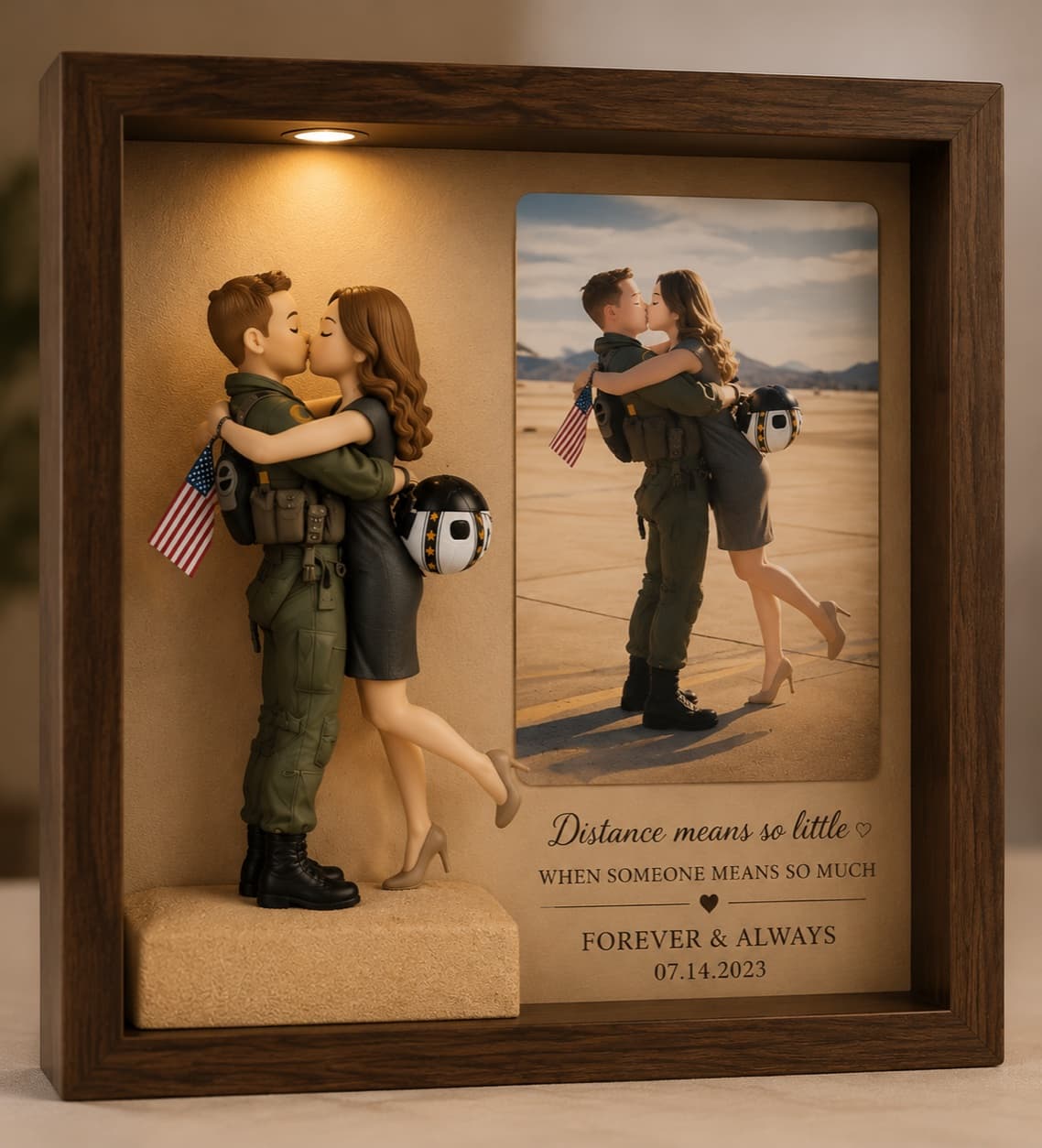 AI-generated sample design of a couple reuniting beside an aircraft