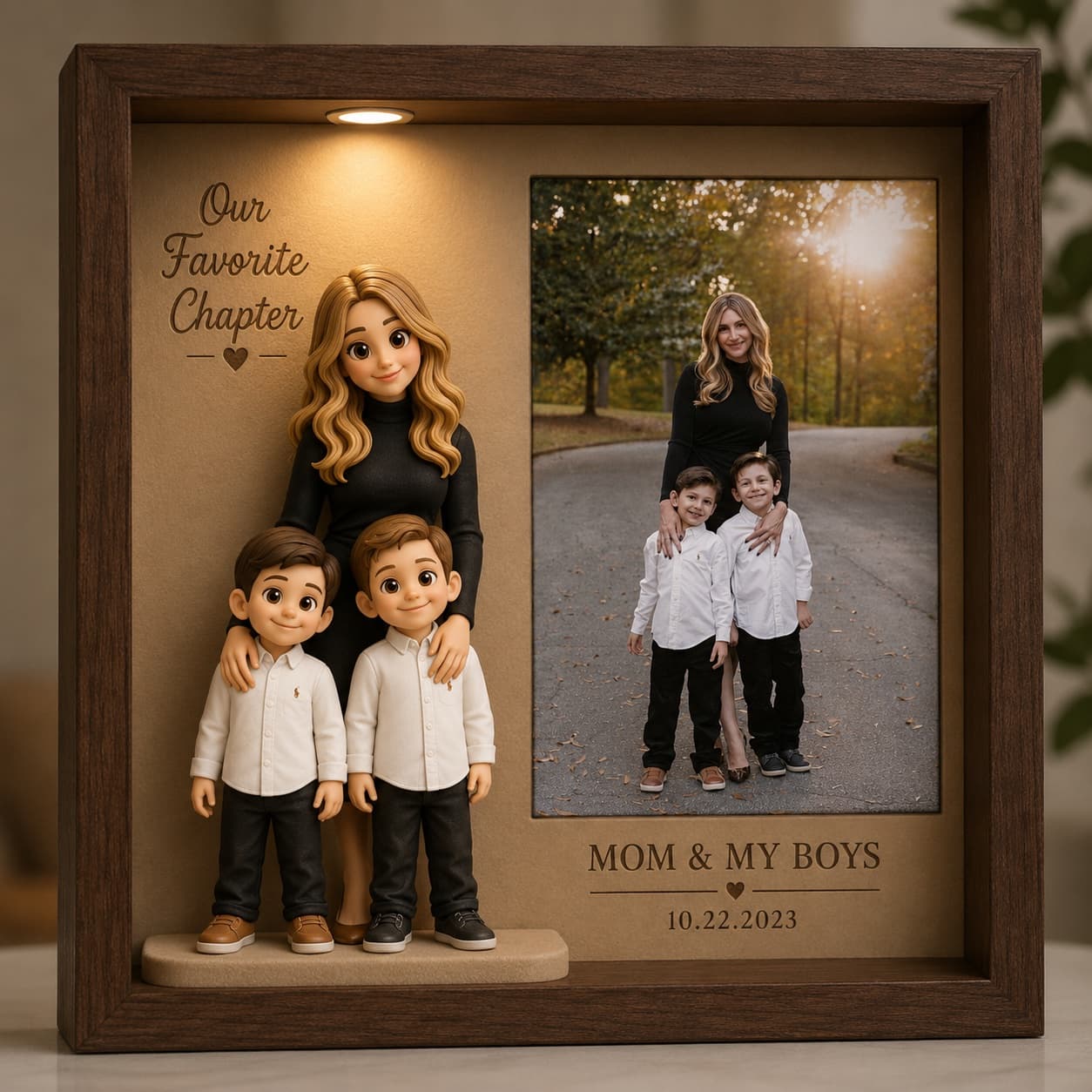 AI-generated sample design of a mother with her two sons