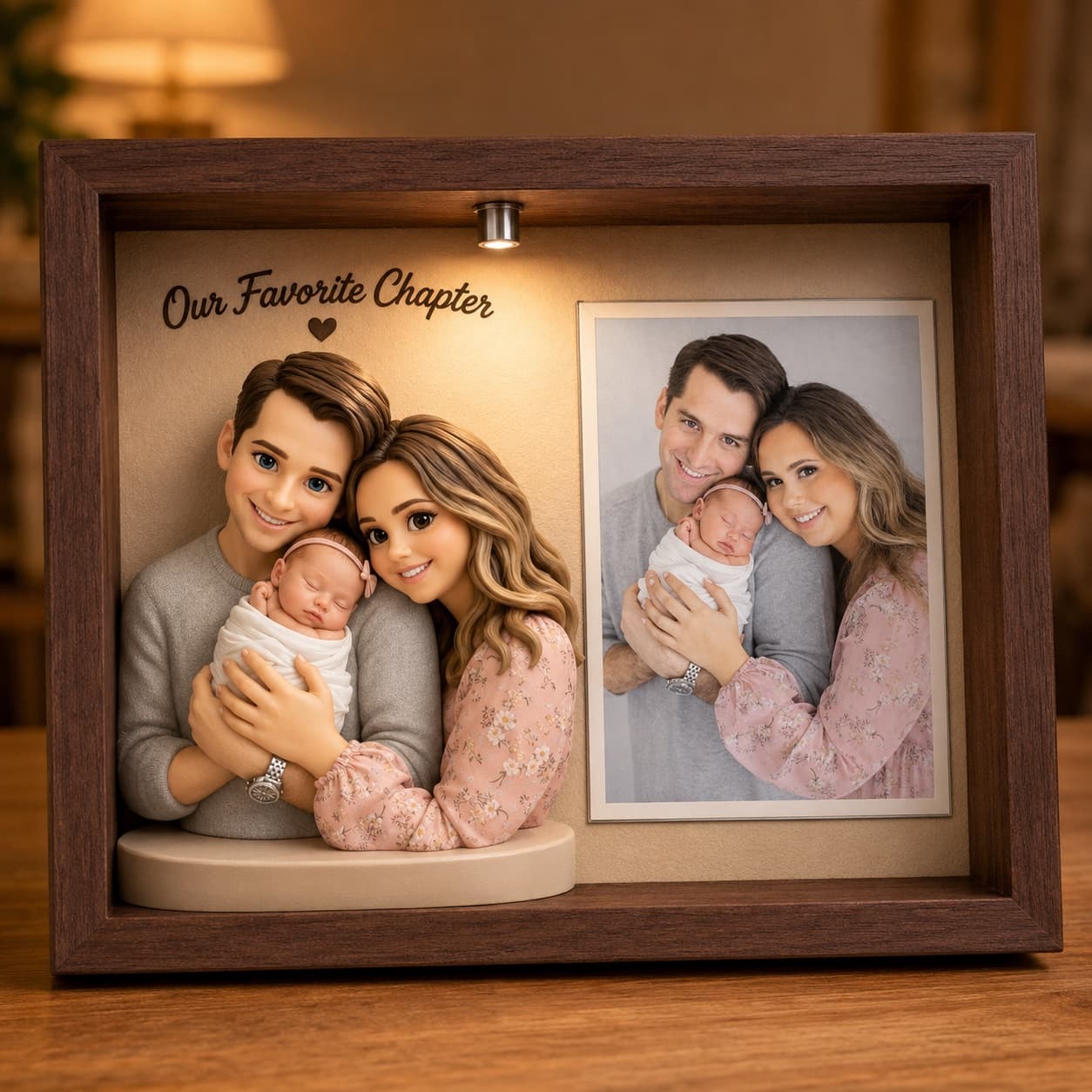 AI-generated sample design of a joyful new family portrait